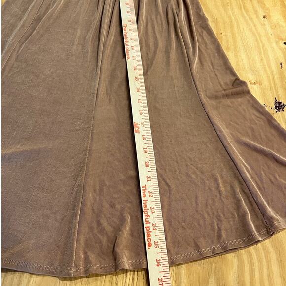 VTG Choices Taupe Pleated A-Line Midi Skirt Elastic Womans Size Large Made USA - Picture 12 of 13